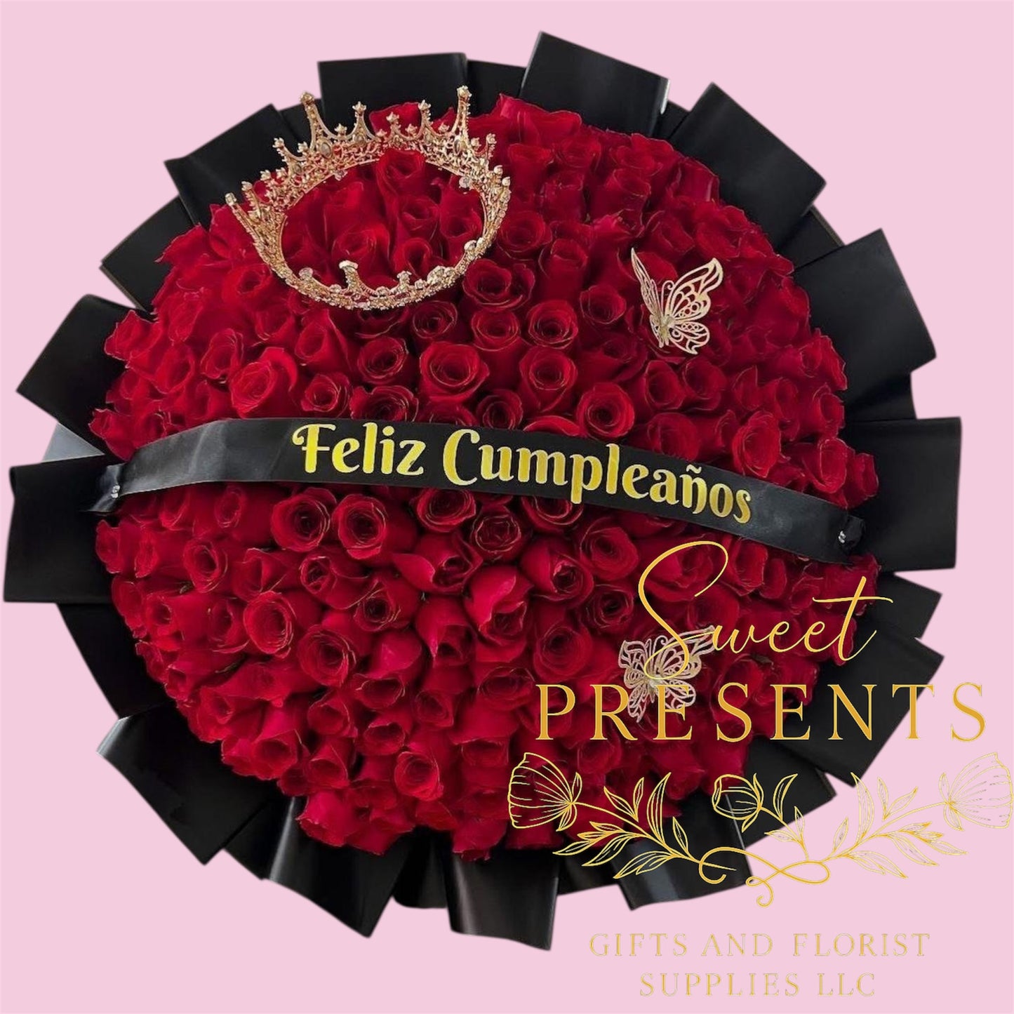 100 red luxury roses for a Queen👑