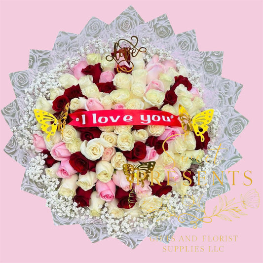 100 Mix Roses Bouquet